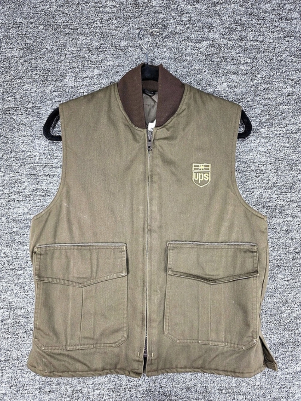 Vintage UPS Swingster Work Vest Men's M Union Made USA Brown Insulated